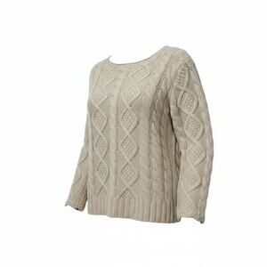 Mercer & Madison Chunky Cable Knit Cottagecore Cream Cardigan Sweater Neutral S